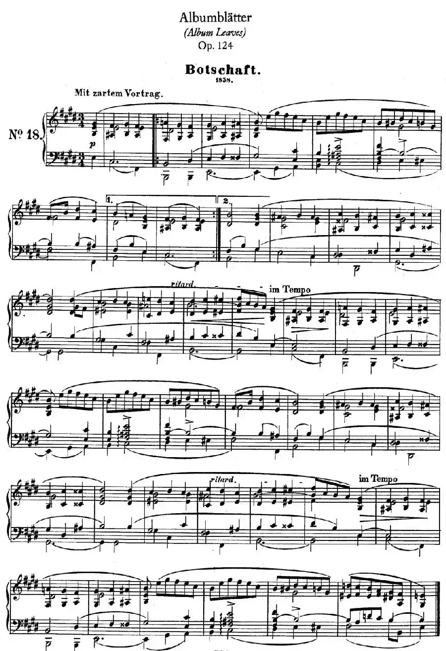 Albumblätter Op.124（纪念册页）（No.18）