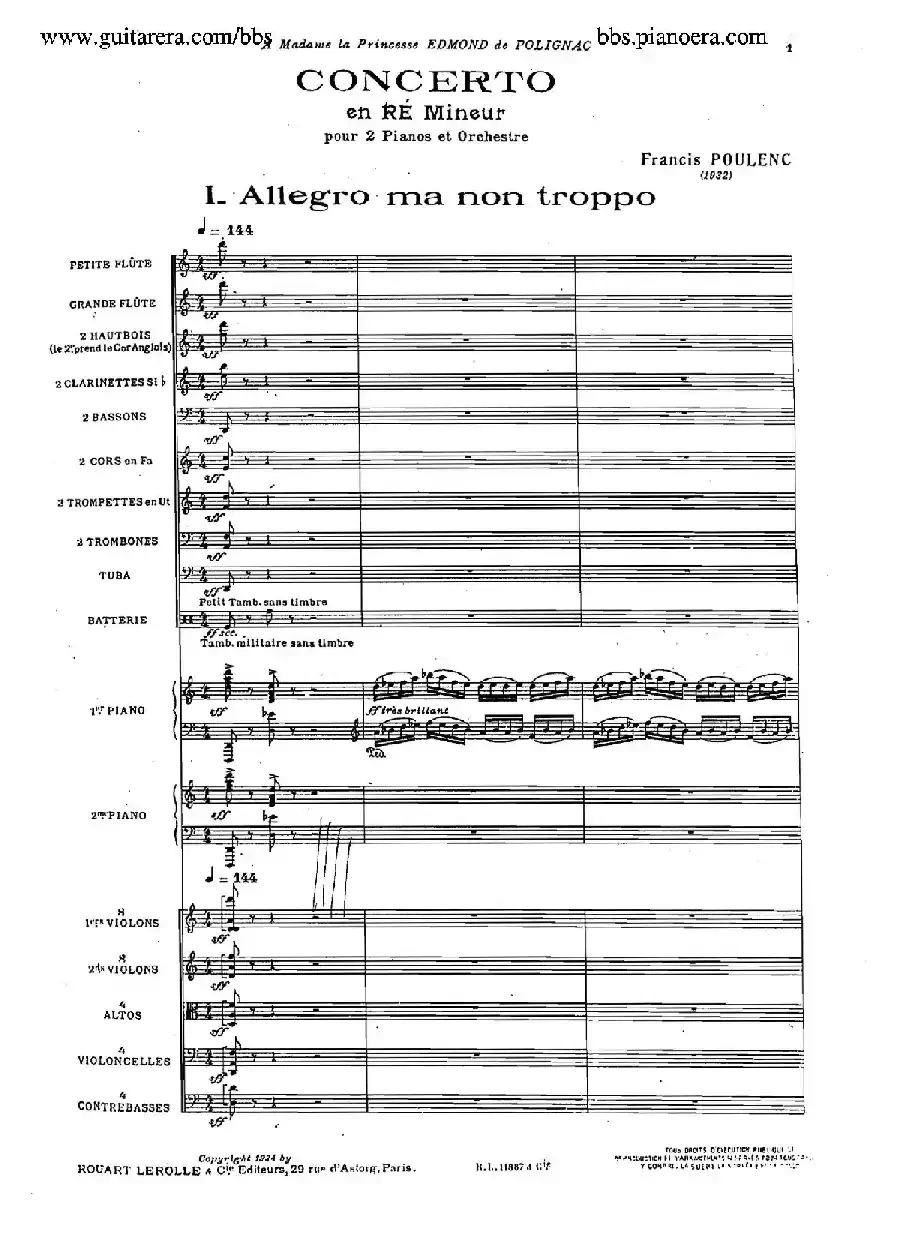 Concerto for 2 Pianos in d Minor（d小调双钢琴协奏曲·总谱）