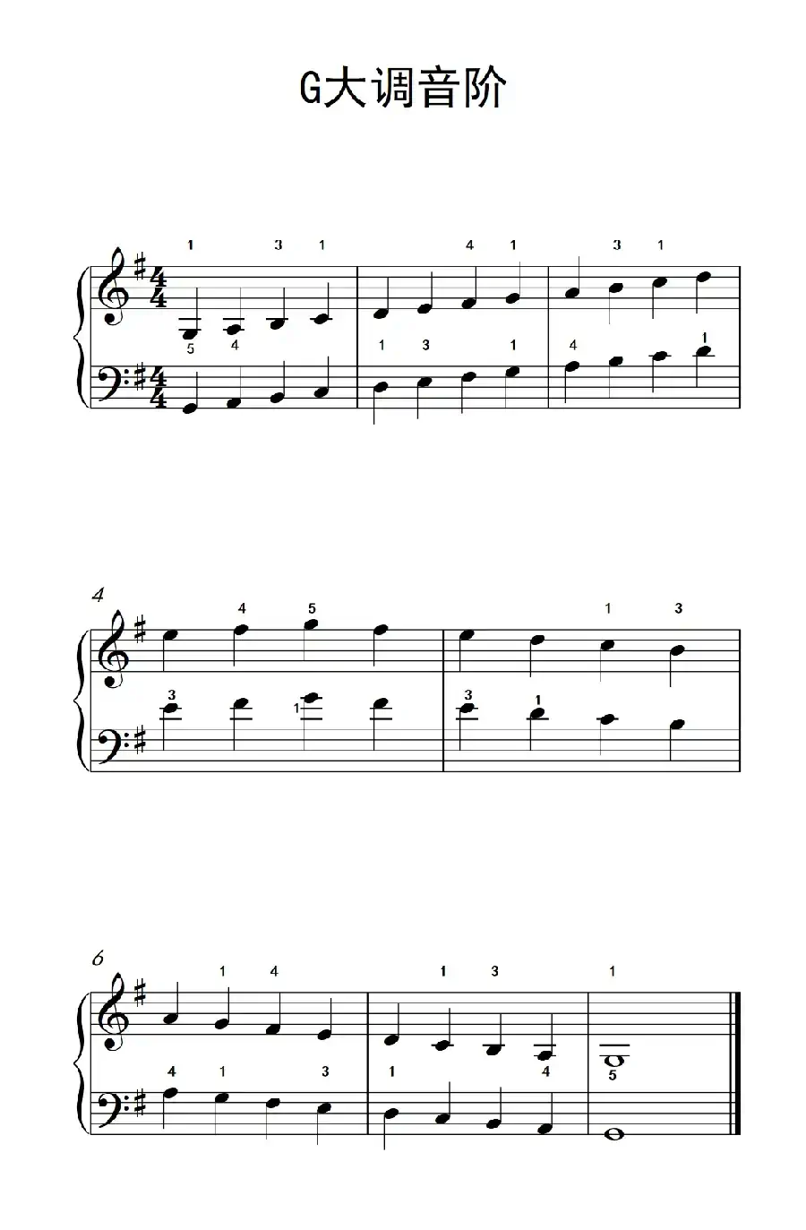 G大调音阶（儿童钢琴练习曲）