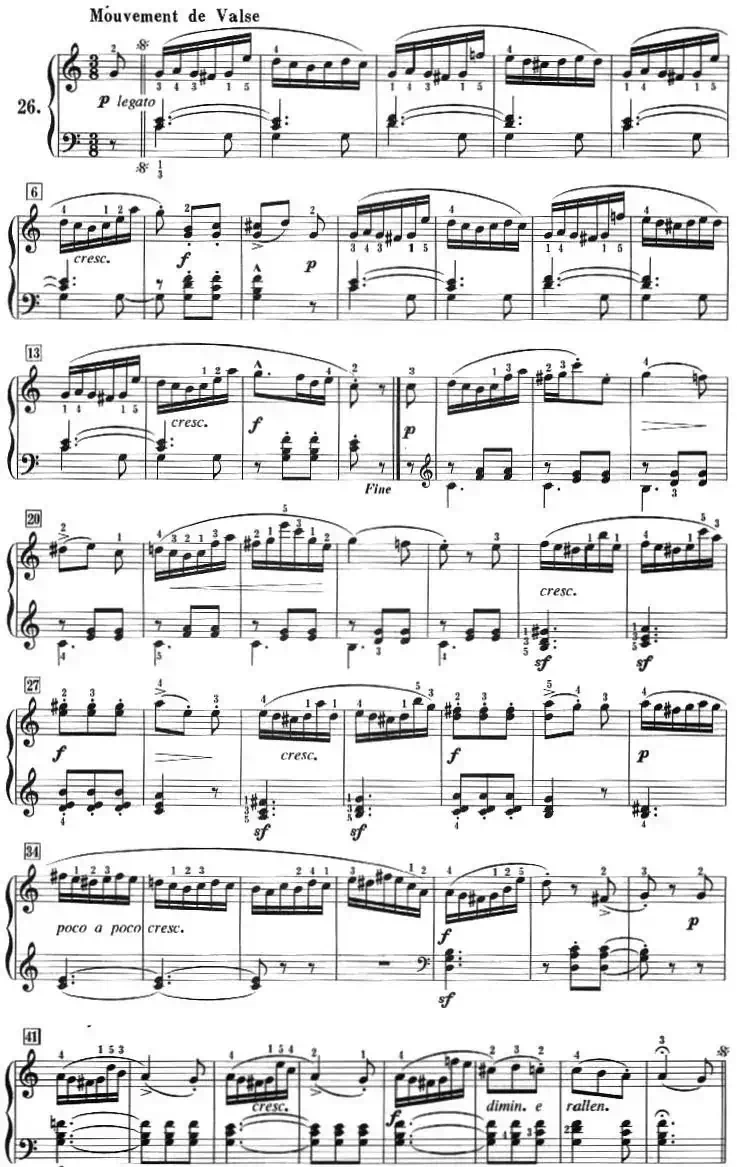 50首莱蒙钢琴练习曲 作品37（NO.26）