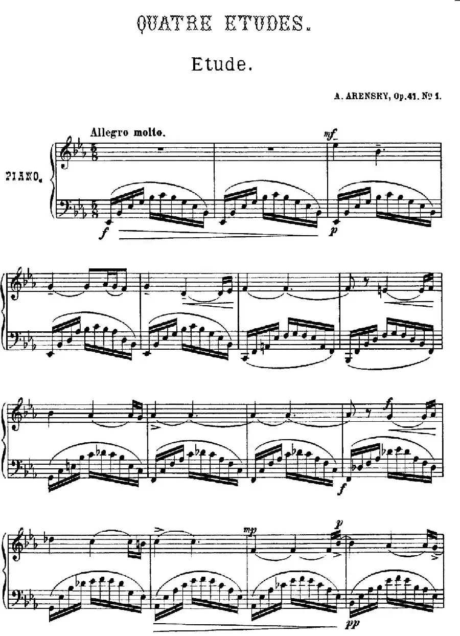 Quatre Etudes Op.41  Op.1（4首练习曲·1）