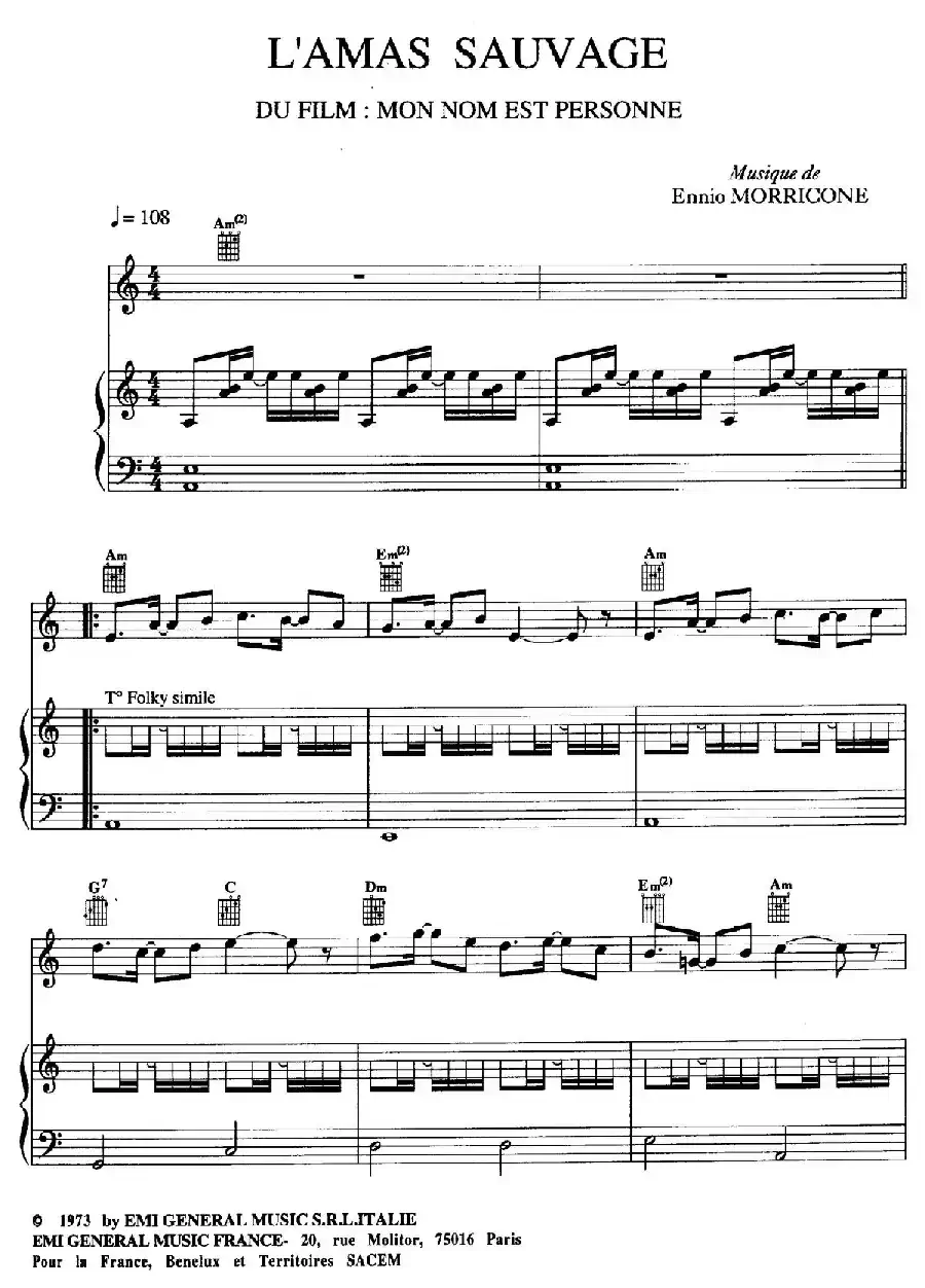 电影配乐大师莫瑞康最佳20首钢琴谱（Best of Ennio Morricone·8）