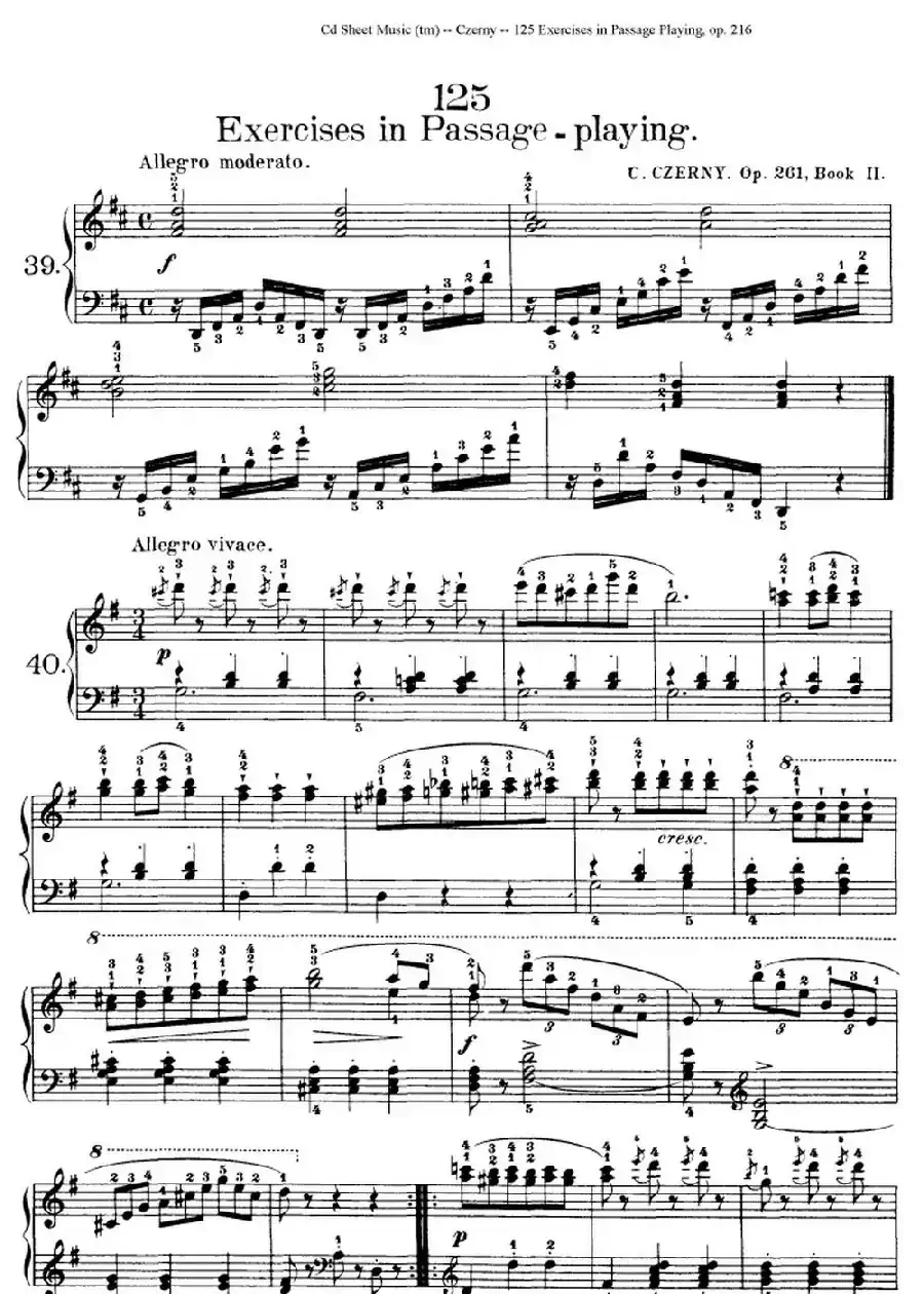 125 Exercises in Passage Playing Op.261（车尔尼125首钢琴短乐句练习曲（22——41））