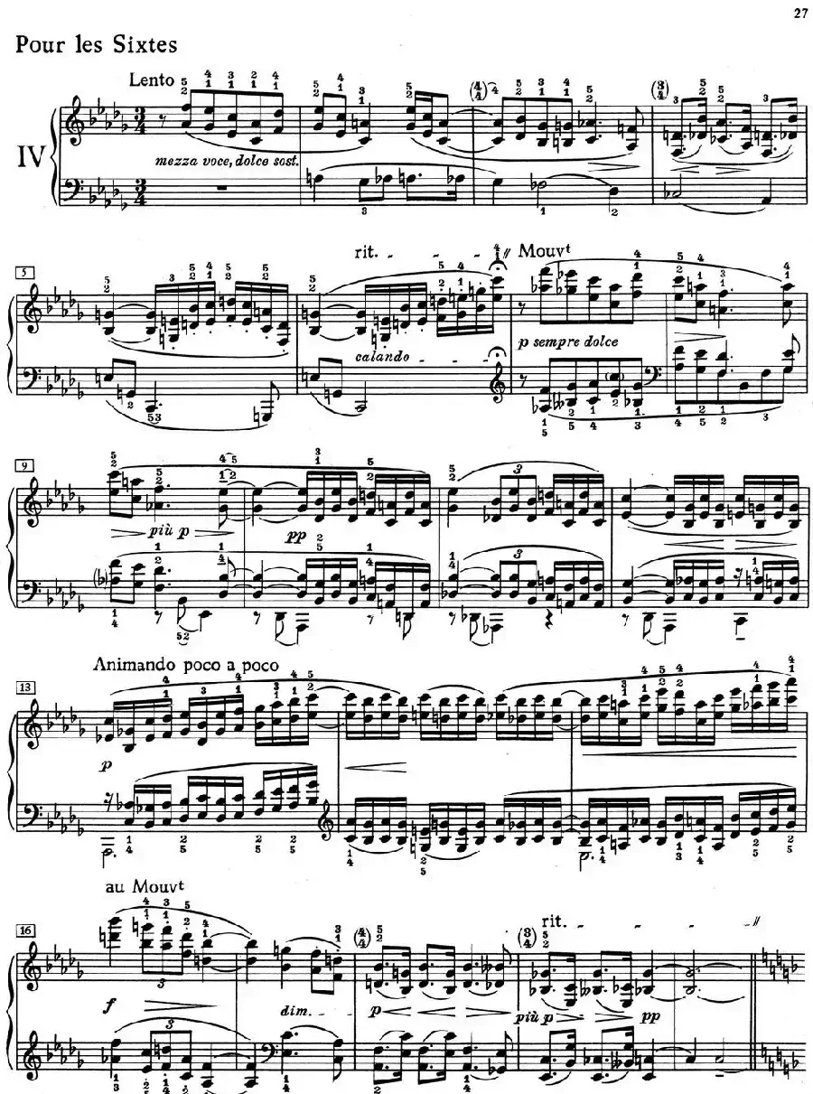 德彪西12首钢琴练习曲（4 六度练习v1.0 sixtes）