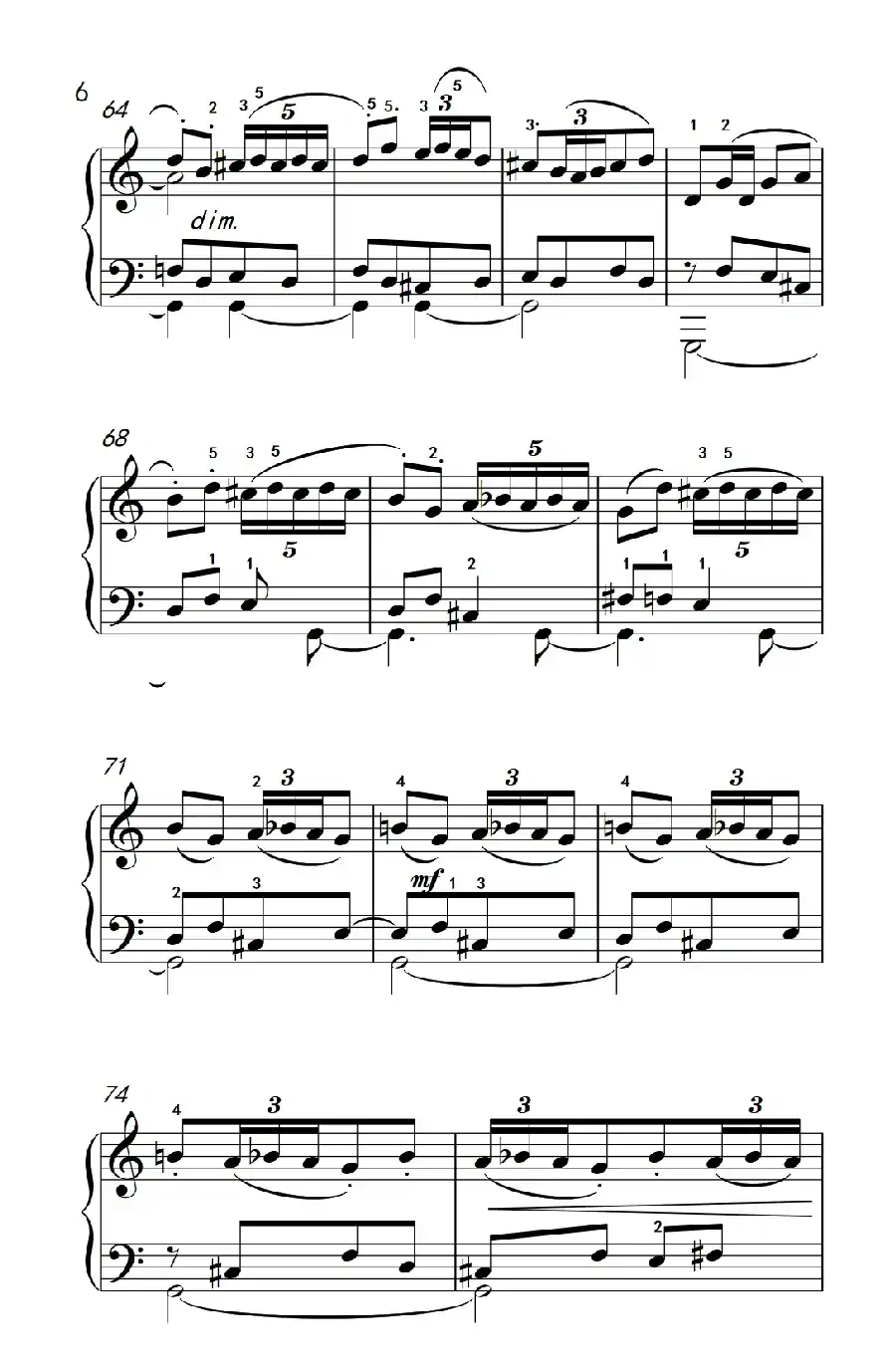 风笛(巴托克 小宇宙 钢琴教程 5)