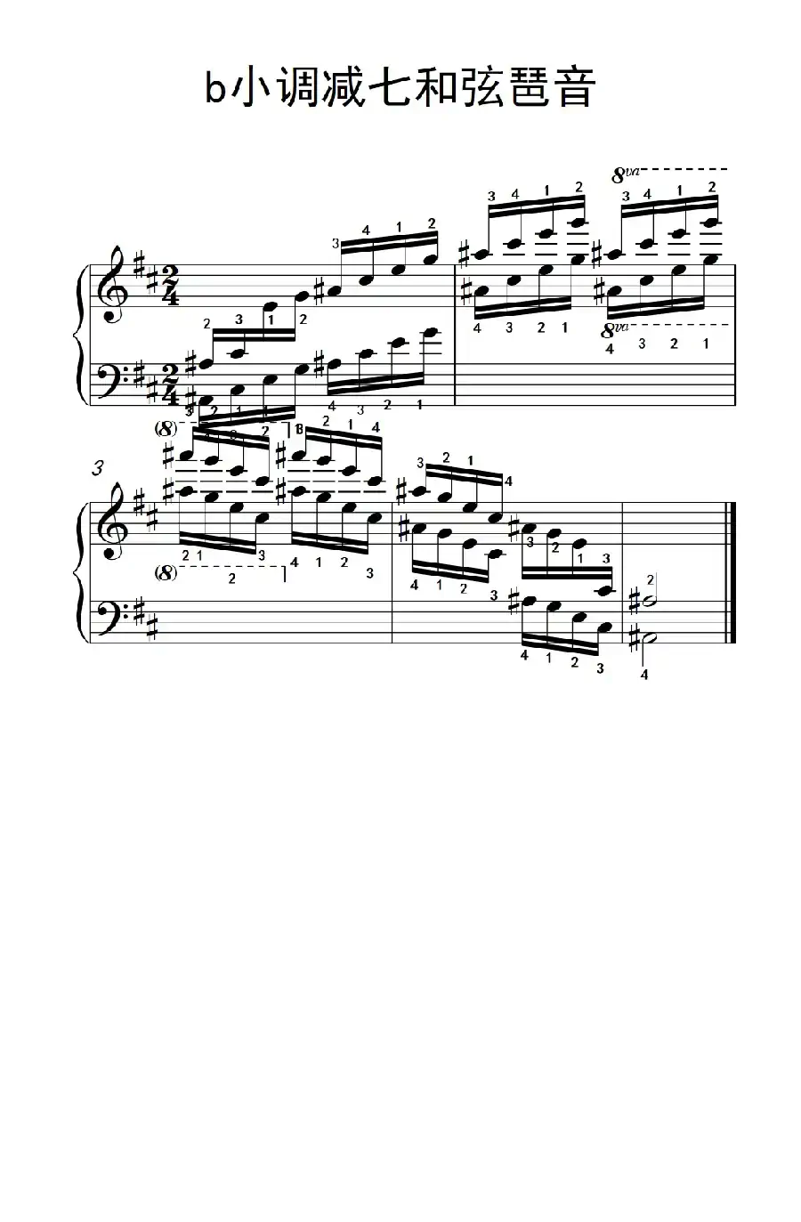 第九级6.b小调减七和弦琶音（中央音乐学院 钢琴（业余）考级教程 7-9级）