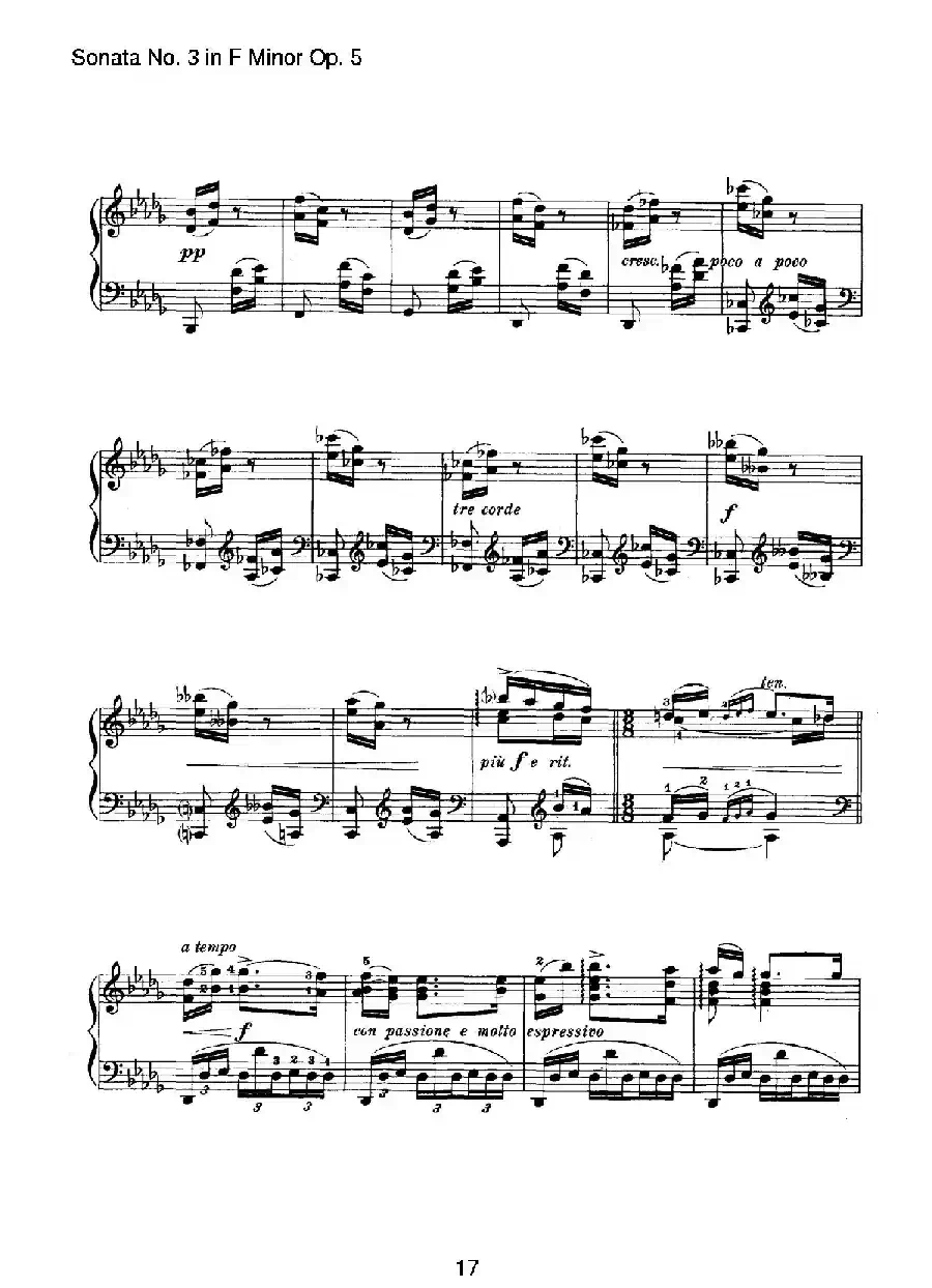 Piano Sonata No.3 in f Minor Op.5（f小调第三钢琴奏鸣曲）