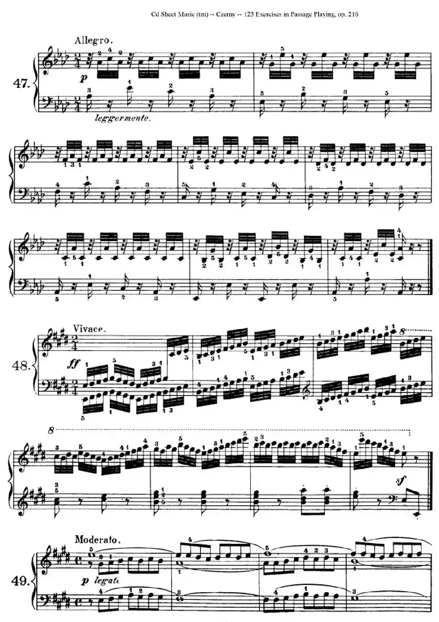 125 Exercises in Passage Playing Op.261（车尔尼125首钢琴短乐句练习曲（42——60））