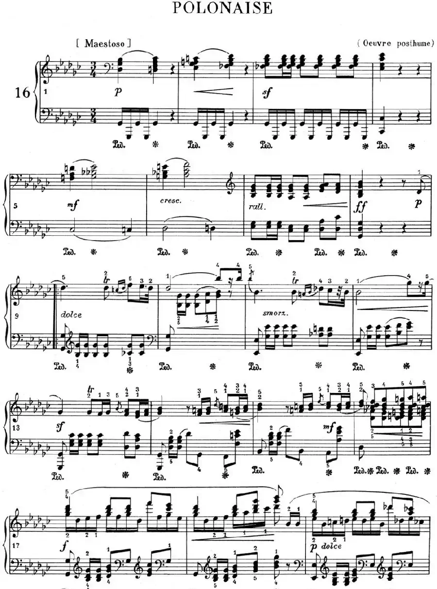 肖邦 波兰舞曲 Op.posth.P.1 No.8 降G大调