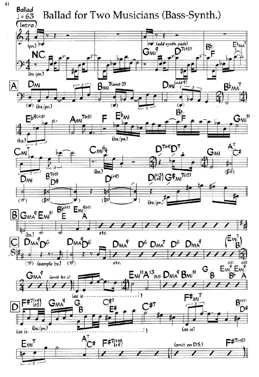 Ballad for Two Musicians（爵士钢琴曲）