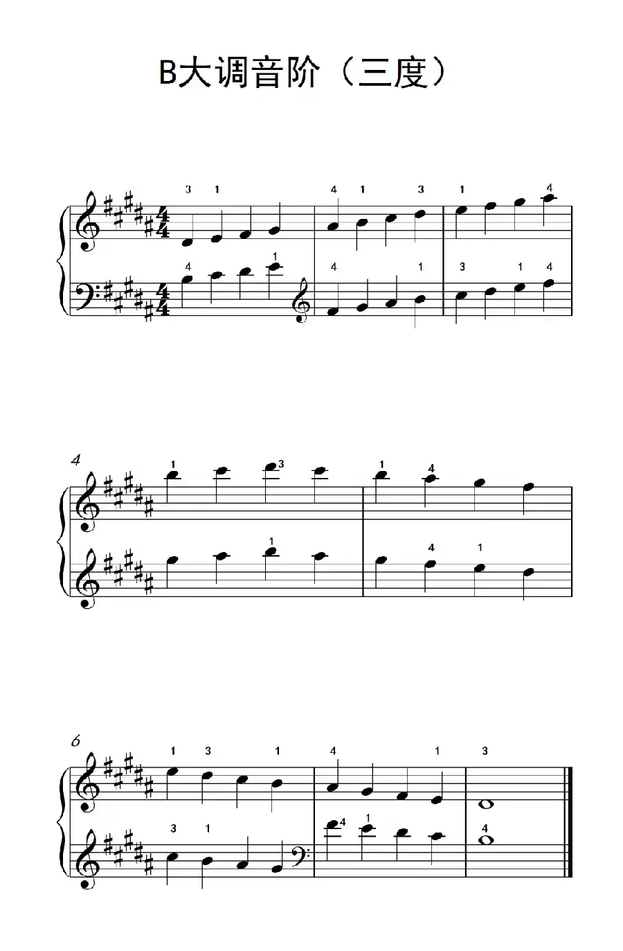 B大调音阶(三度)(孩子们的钢琴音阶、和弦与琶音 2)