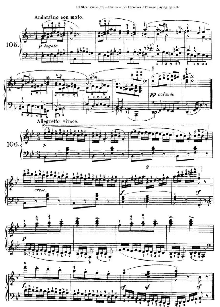 125 Exercises in Passage Playing Op.261（车尔尼125首钢琴短乐句练习曲（95——111））