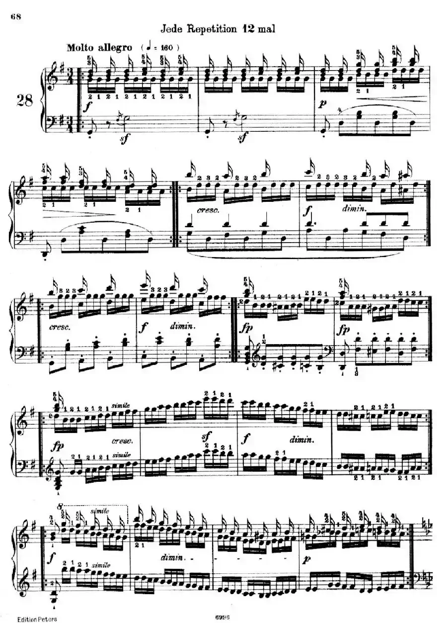 School of the Virtuoso Op.365（60首钢琴高级练习曲·28）