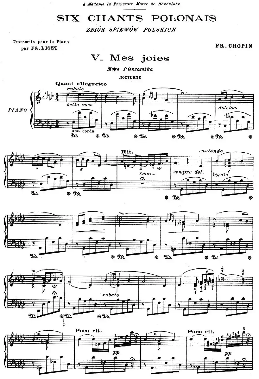 6 Chants Polonais S.480（6首波兰歌曲·Ⅴ）