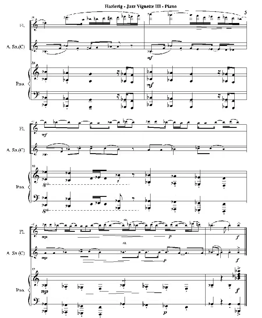 Three jazz vignettes（第三乐章）（三重奏钢琴分谱）