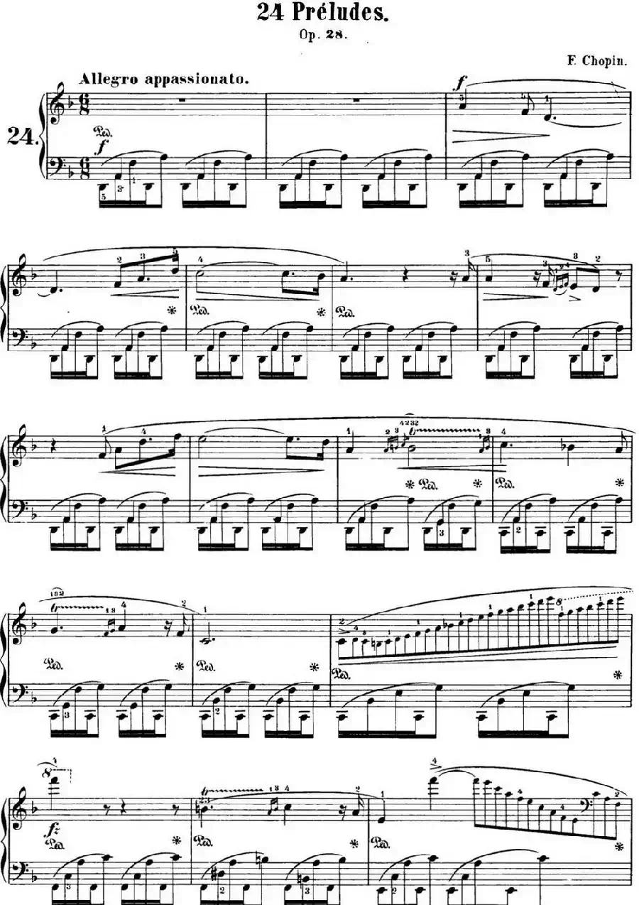 肖邦 24首钢琴前奏曲 Op.28 No.24 D小调