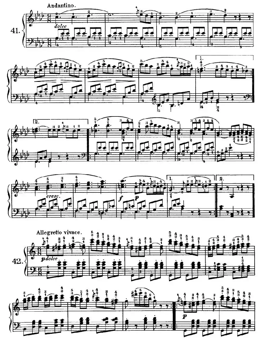 One Hundred and Ten Easy and Progressive Exercises Op.453（车尔尼110首简易练习曲 41——51）