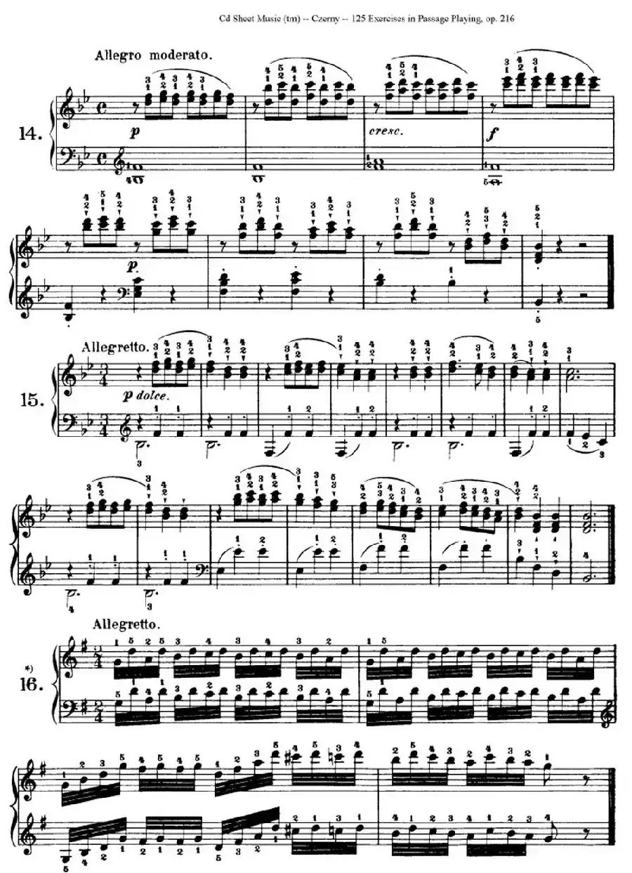 125 Exercises in Passage Playing Op.261（车尔尼125首钢琴短乐句练习曲（1——21））