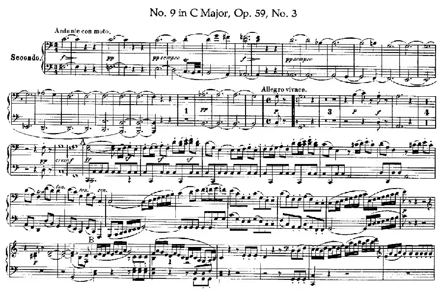 String Quartet No.9 in C Major Op.59-3 - 4 Hands（C大调第九弦乐四重奏·四手联弹）