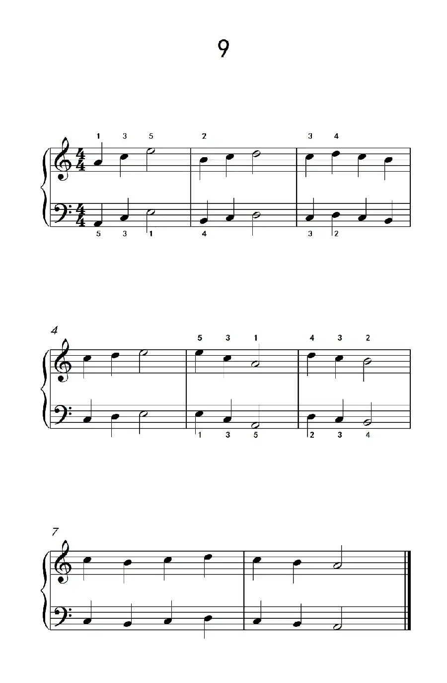 一.非连音练习9（儿童钢琴手指练习 1）