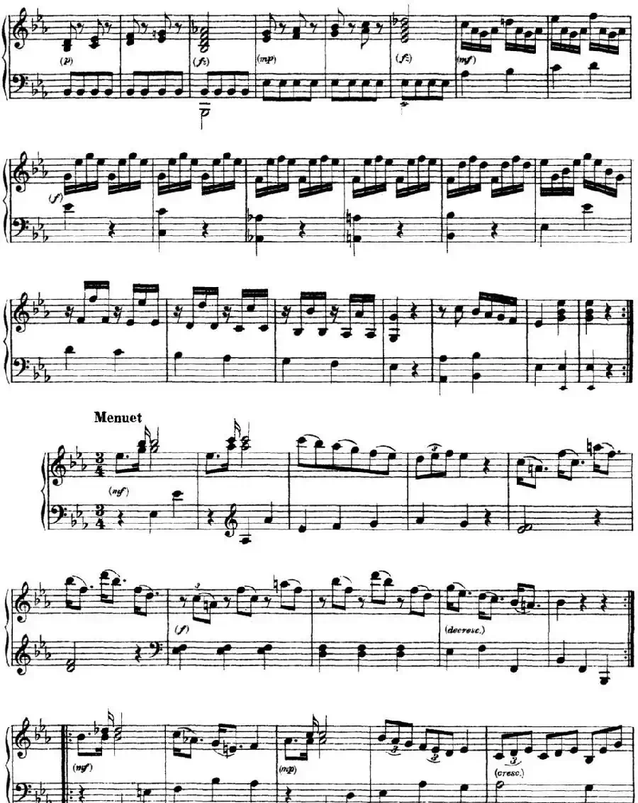 海顿 钢琴奏鸣曲 Hob XVI 16 Divertimento Eb major