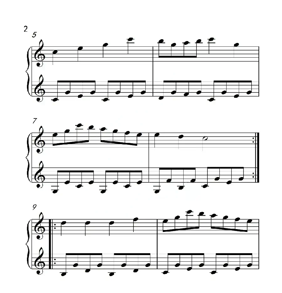 第一级A组 练习曲（中国音乐学院钢琴考级作品1~6级）