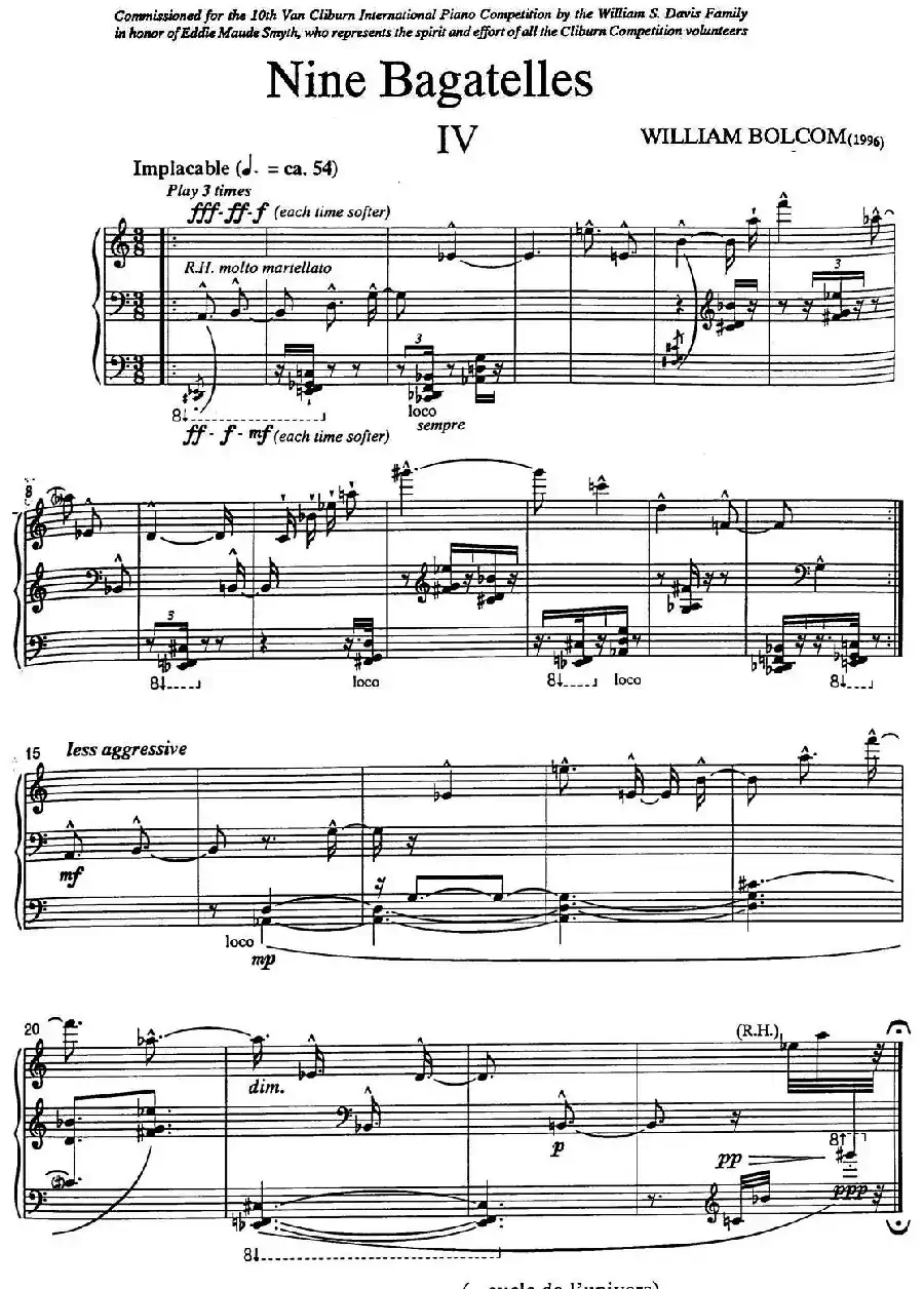 Nine Bagatelles （9首小品）（Ⅳ）