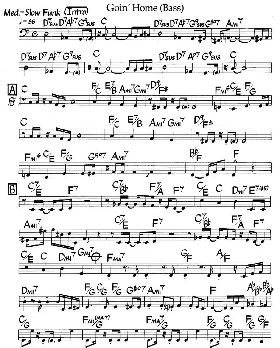 Goin' Home(Bass)(爵士钢琴曲)