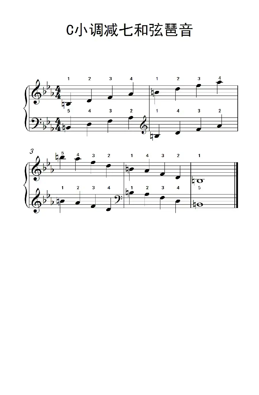 C小调减七和弦琶音(孩子们的钢琴音阶、和弦与琶音 2)