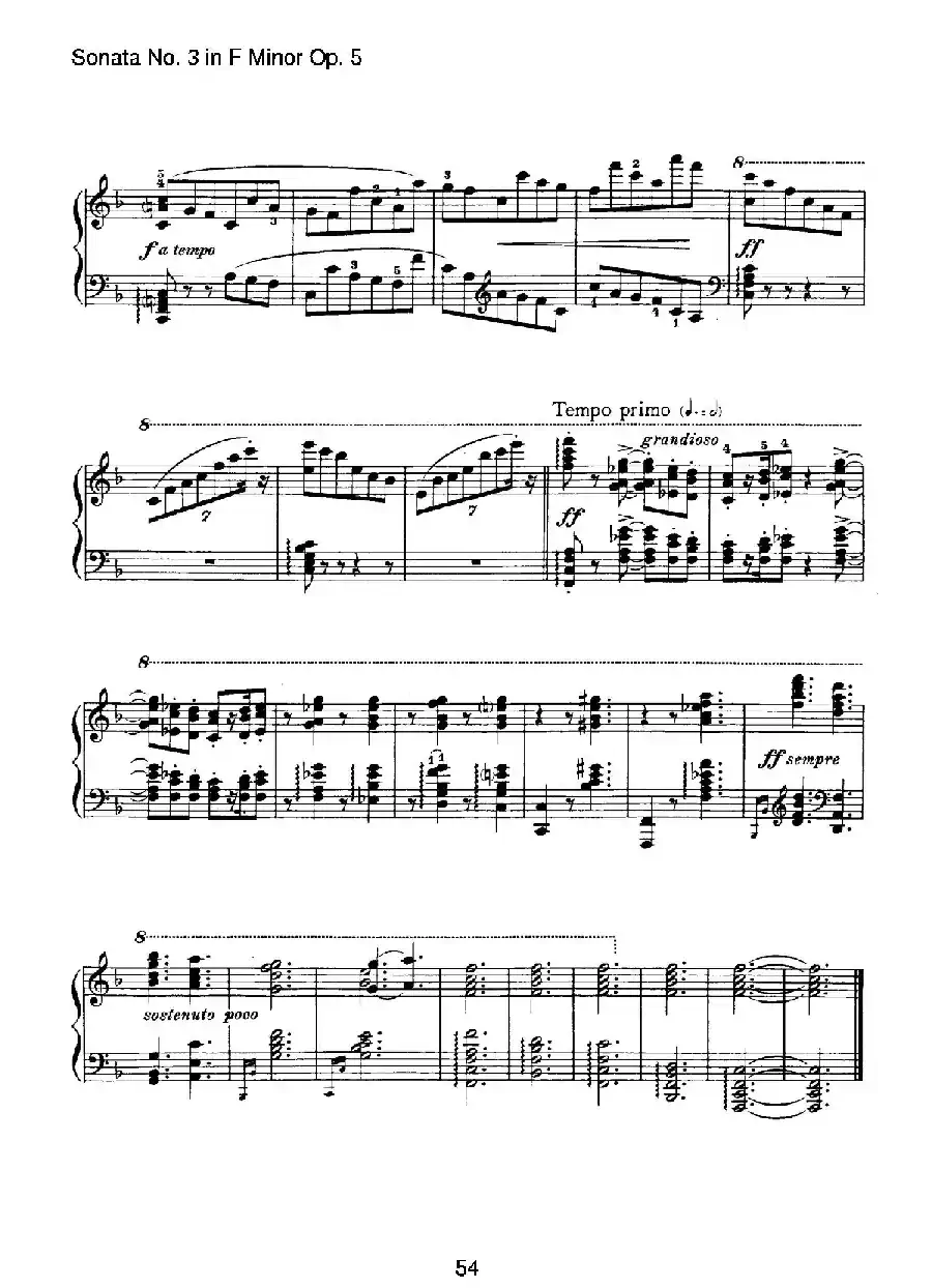 Piano Sonata No.3 in f Minor Op.5（f小调第三钢琴奏鸣曲）
