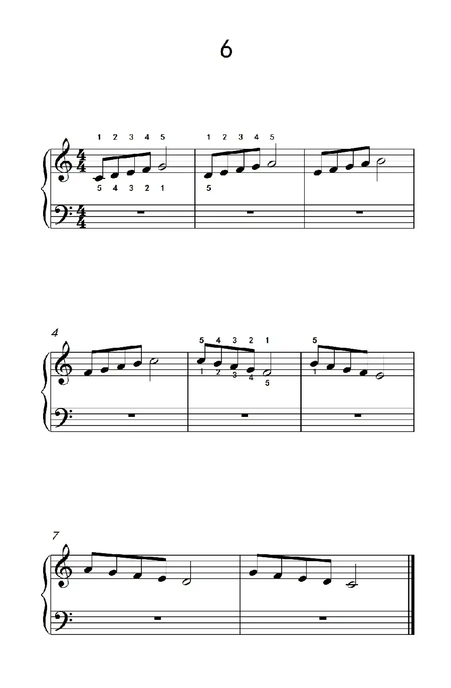 非连音练习 6(儿童钢琴手指练习 2)