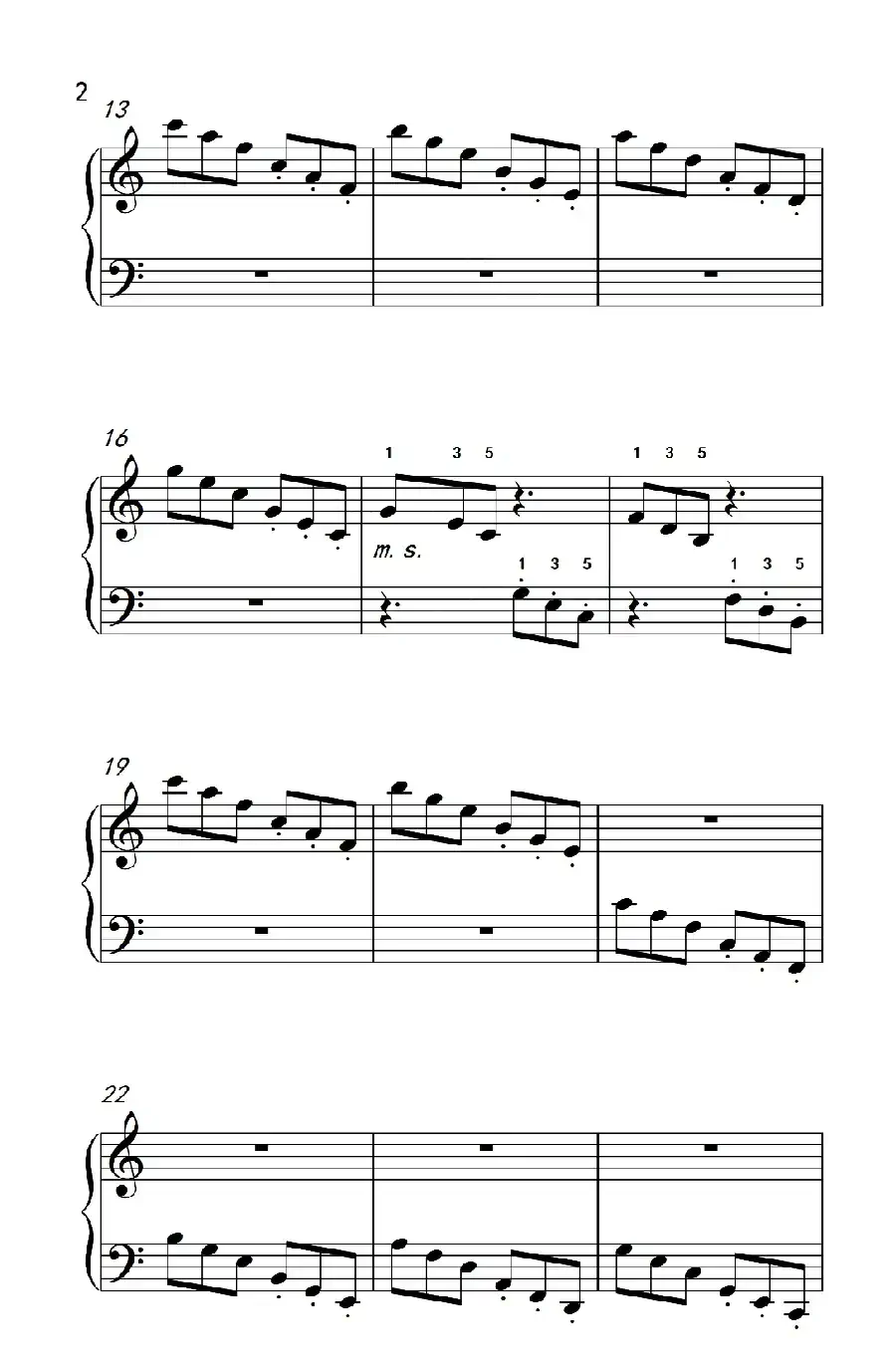 跳音练习 11(儿童钢琴手指练习 2)