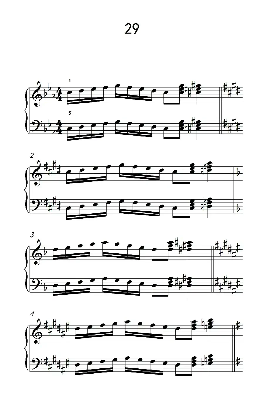 七.五指原位移调练习29（儿童钢琴手指练习 1）