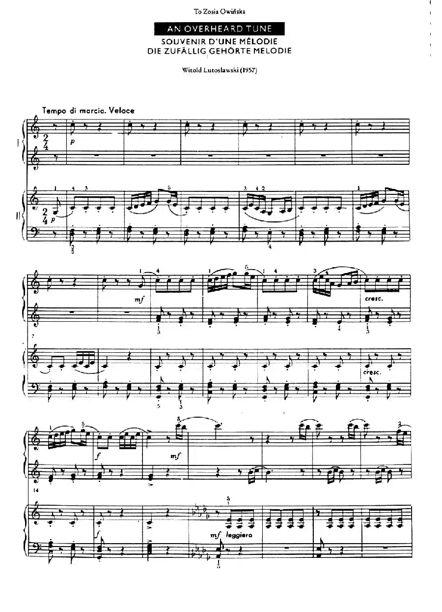 Zaslyszana Melodyjka（偶闻的小调·四手联弹）
