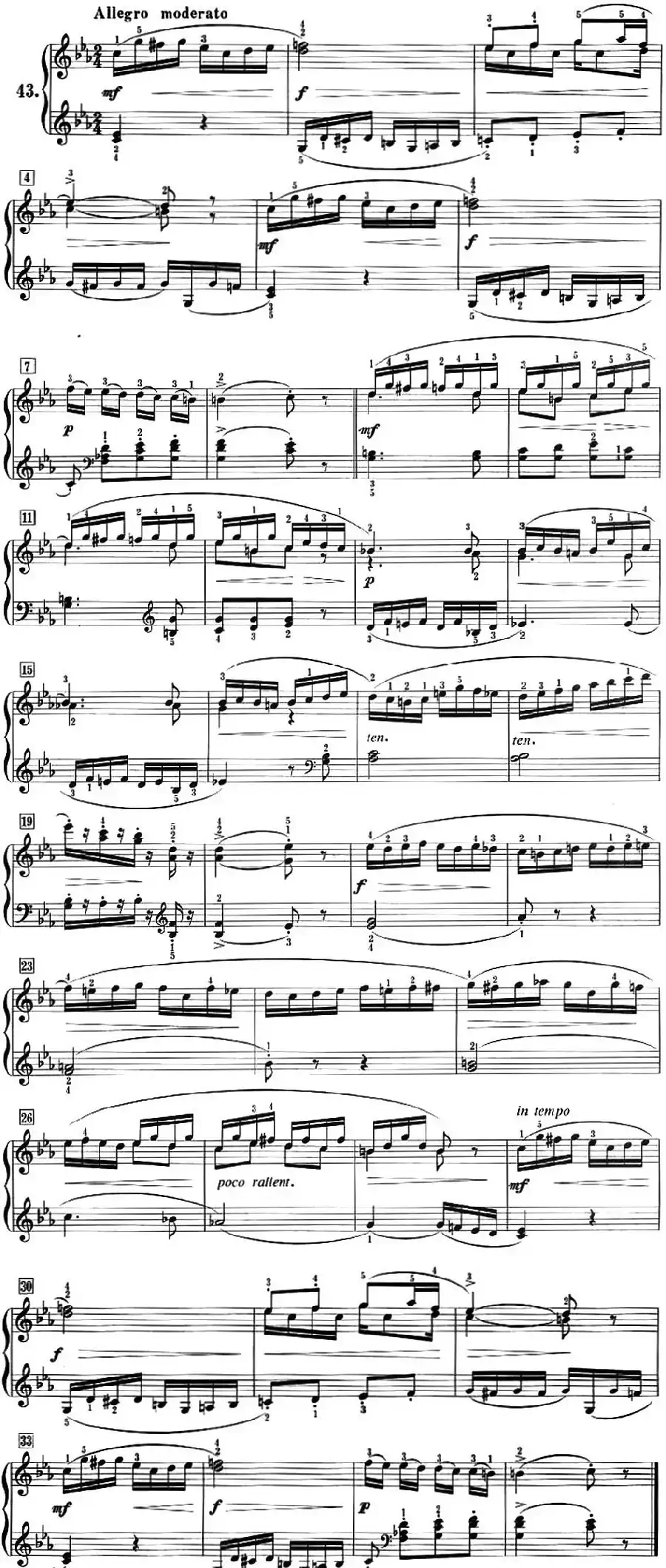 50首莱蒙钢琴练习曲 作品37（NO.43）