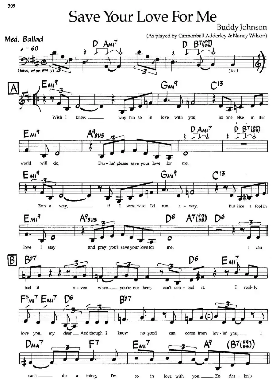 Save Your Love For Me（爵士钢琴曲）