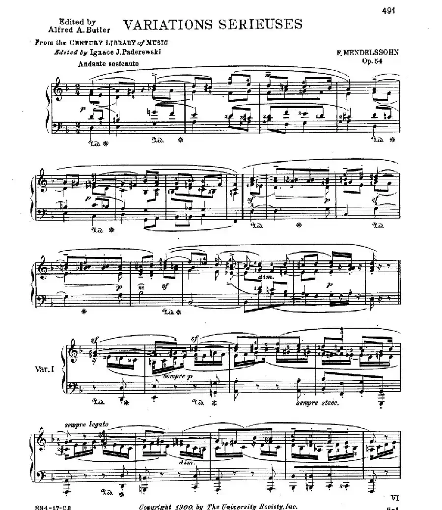 Variations Serieuses Op.54（d小调庄严变奏曲）
