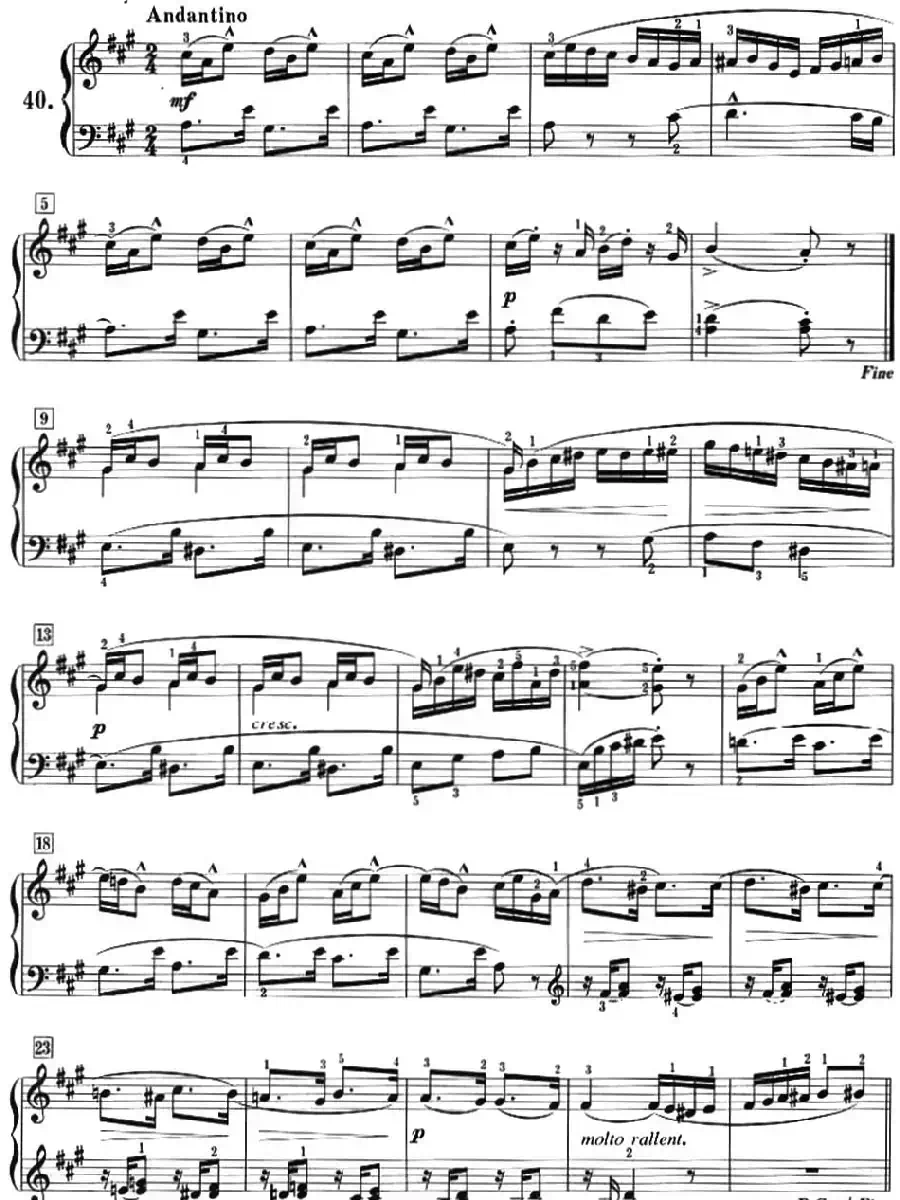 50首莱蒙钢琴练习曲 作品37(NO.40)