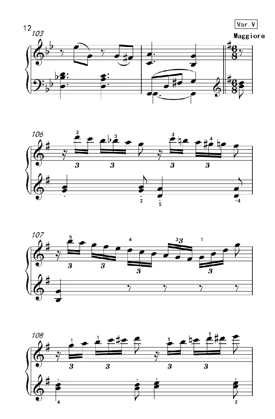 第七级2.G大调变奏曲 贝多芬(中央音乐学院 钢琴(业余)考级教程 7-9级)