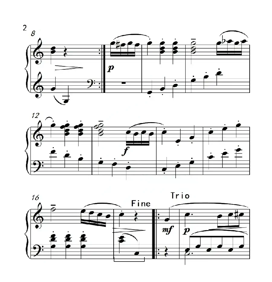 第三级 C大调小步舞曲(中国音乐学院钢琴考级作品1~6级)