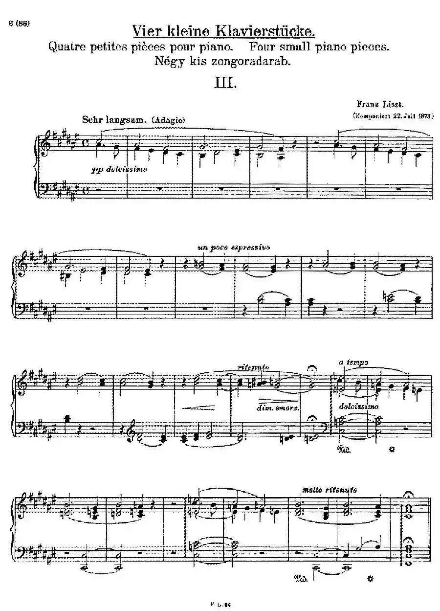 5 Klavierstücke S.192（5首钢琴小品·Ⅲ）