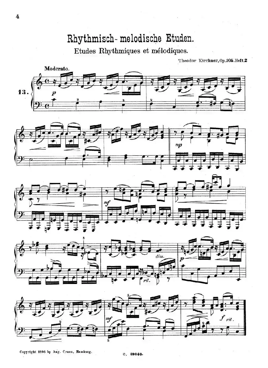 36 Etudes Rhythmiques et Melodiques Op.105（36首节奏与旋律练习曲 11—15）