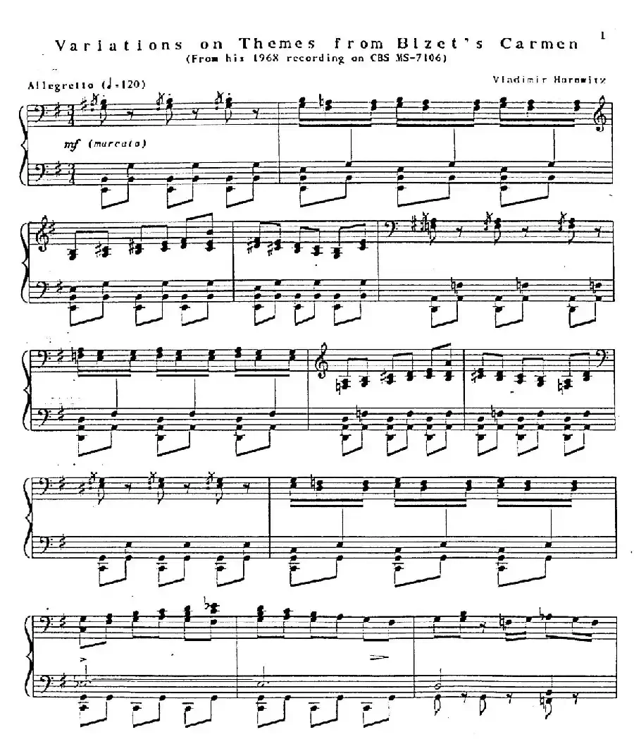 Carmen Variations 12 Pieces（12首卡门主题变奏曲·10）