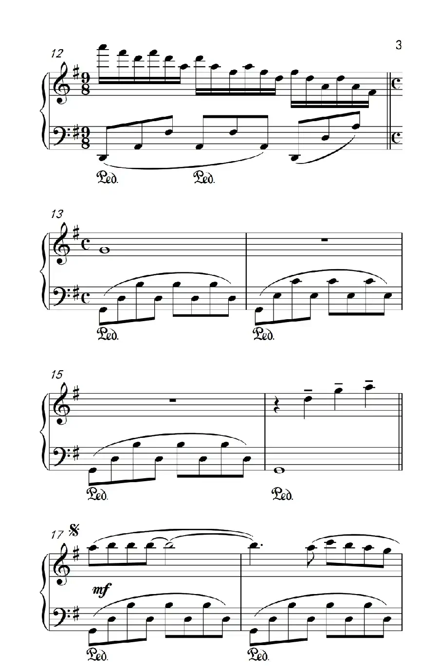 童年的回忆（老年大学 钢琴教程 3）