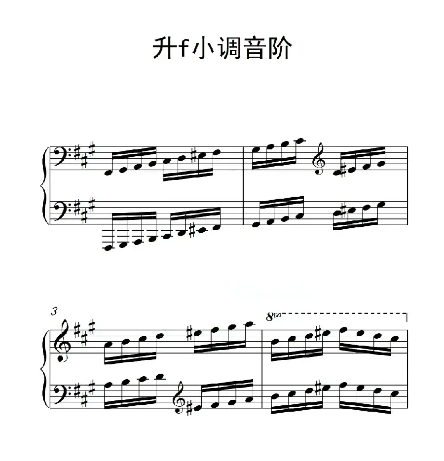 第四级 升f小调音阶(中国音乐学院钢琴考级作品1~6级)