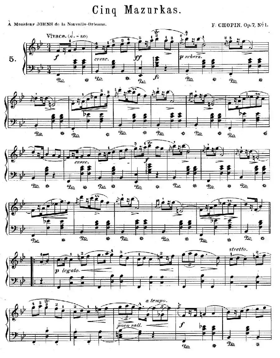 5 Mazurkas Op.7（5首玛祖卡舞曲·1）
