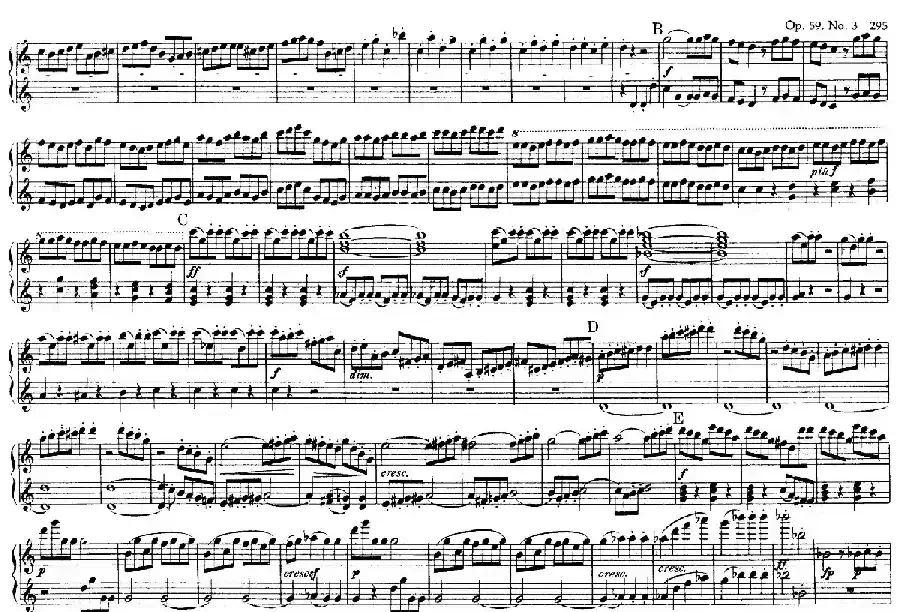 String Quartet No.9 in C Major Op.59-3 - 4 Hands（C大调第九弦乐四重奏·四手联弹）