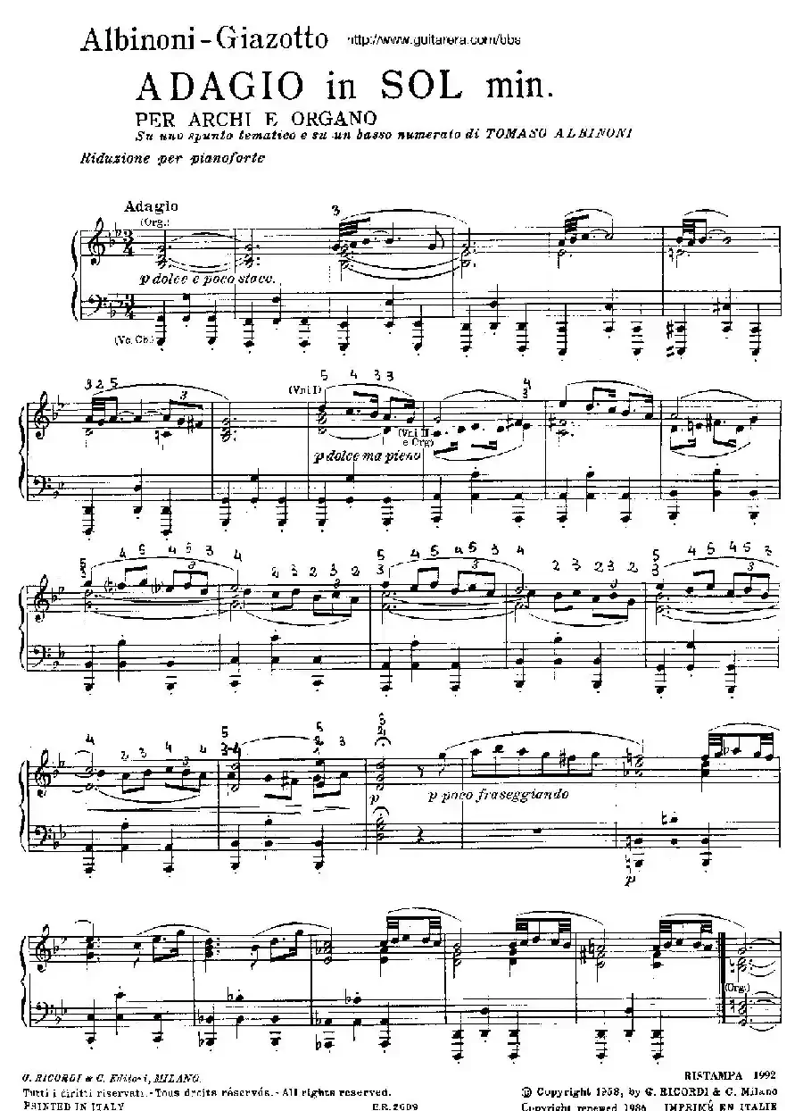 Adagio in G minor（g小调柔板）