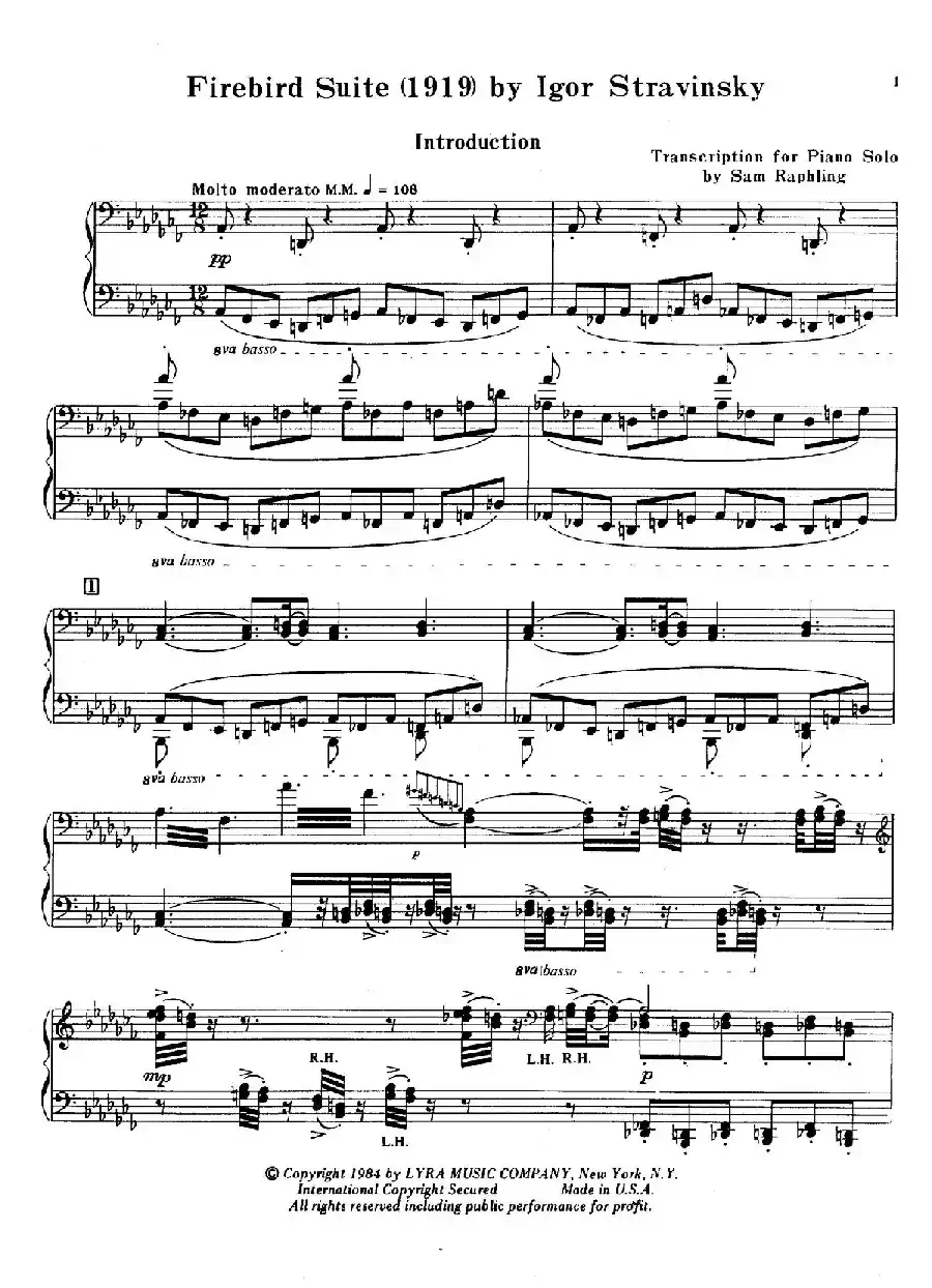 火鸟组曲 Firebird Suite（拉夫林改编钢琴独奏版）