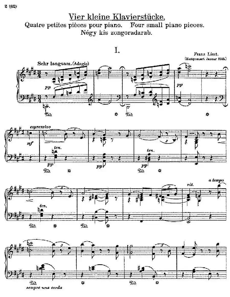 5 Klavierstücke S.192（5首钢琴小品·Ⅰ）